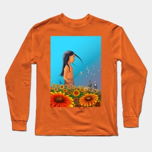 Orange Flowers Long Sleeve T-Shirt